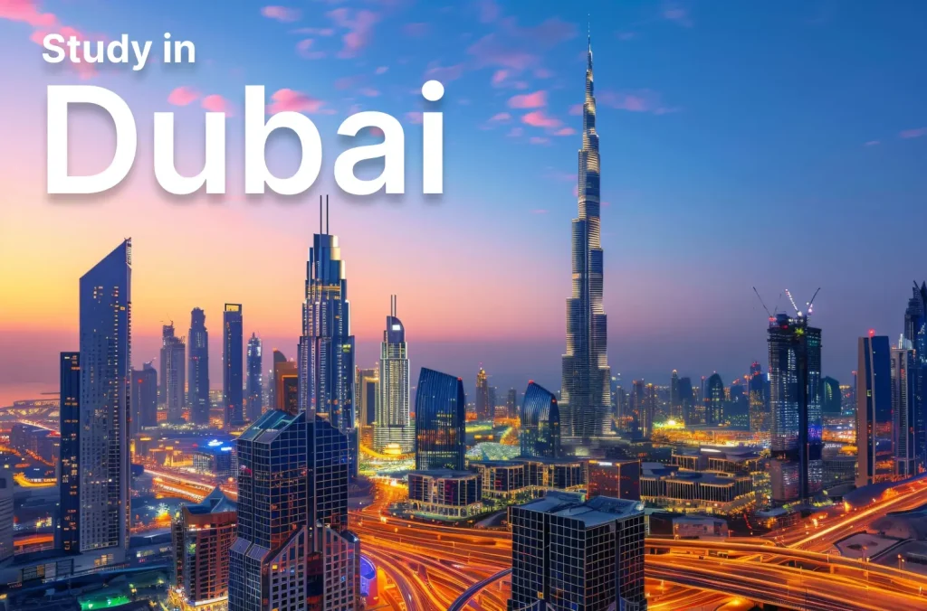 Modern Dubai skyline representing study abroad opportunities in the UAE.