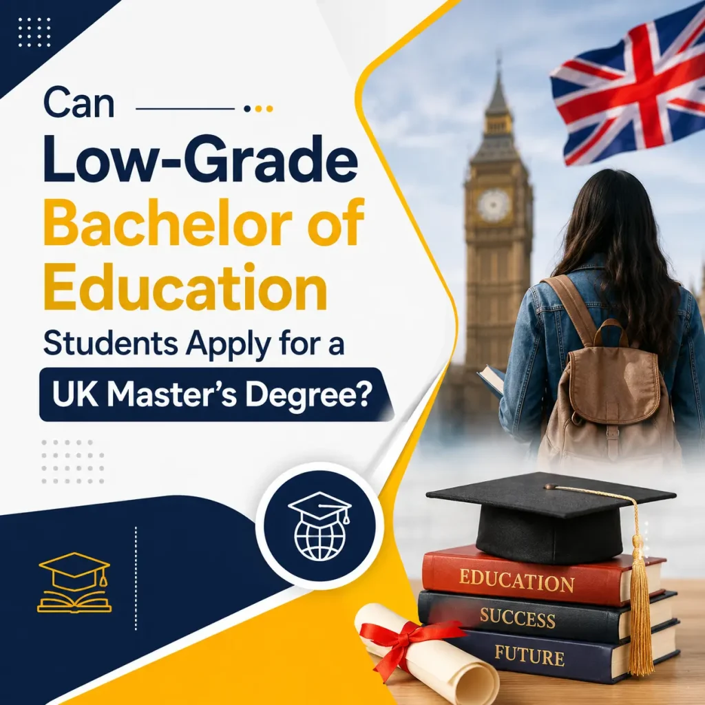 Student with a Bachelor of Education exploring UK master’s degree opportunities despite low academic grades.